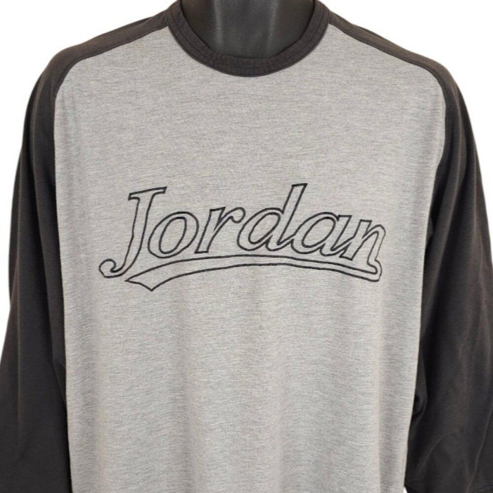 Air Jordan T Shirt Mens Size Large Gray Black Raglan Baseball Tee Streetwear